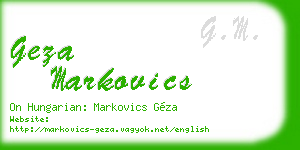 geza markovics business card